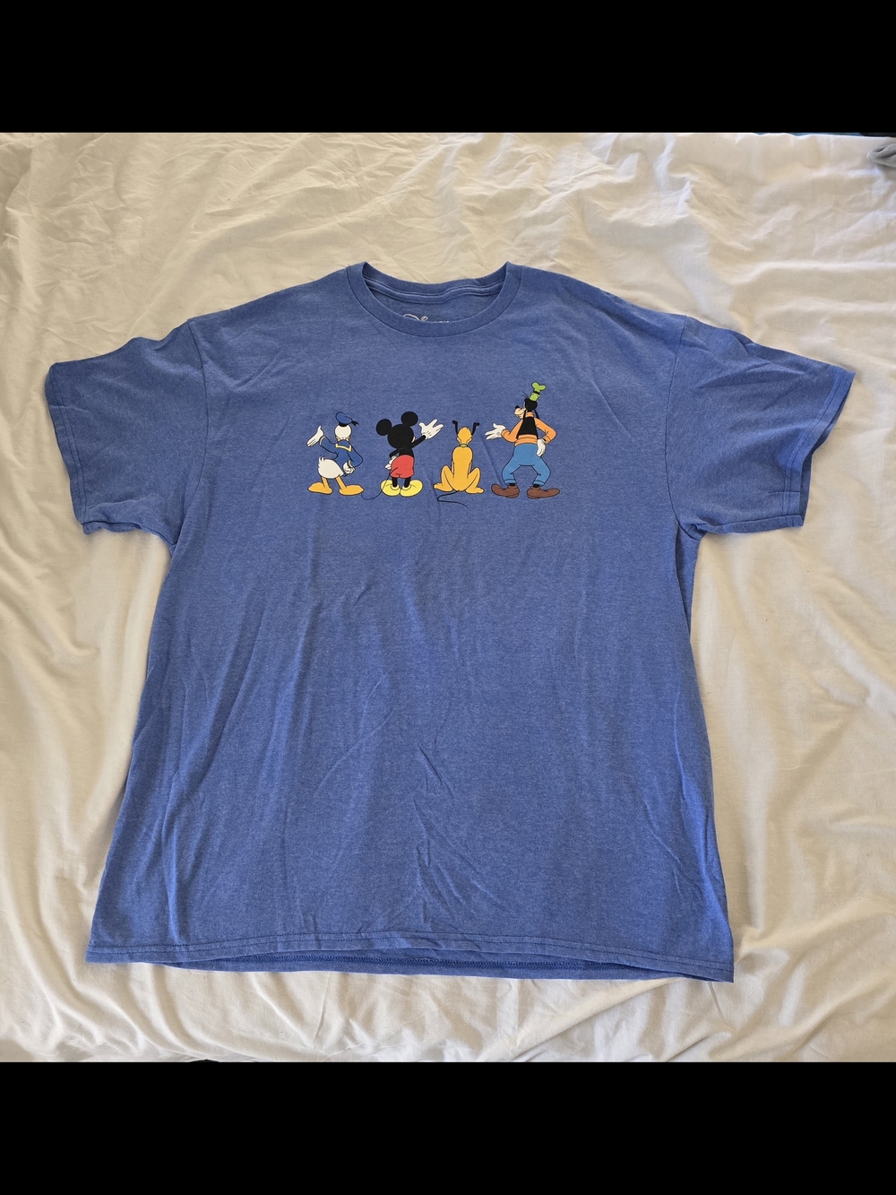 Disney Blue Graphic Tee Featuring Mickey, Donald, Pluto & Goofy - Men